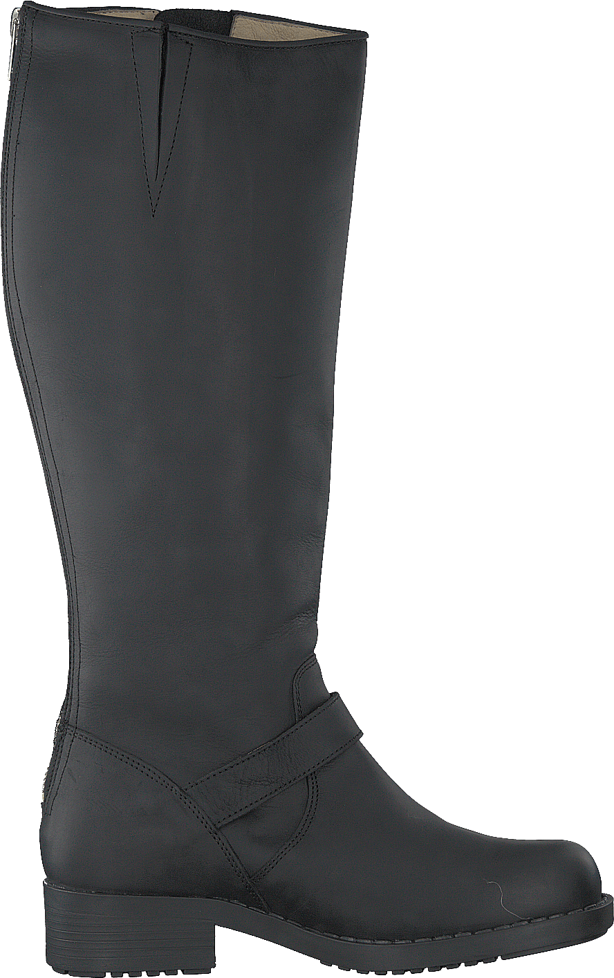 High Zip Back Black Shiny Silver