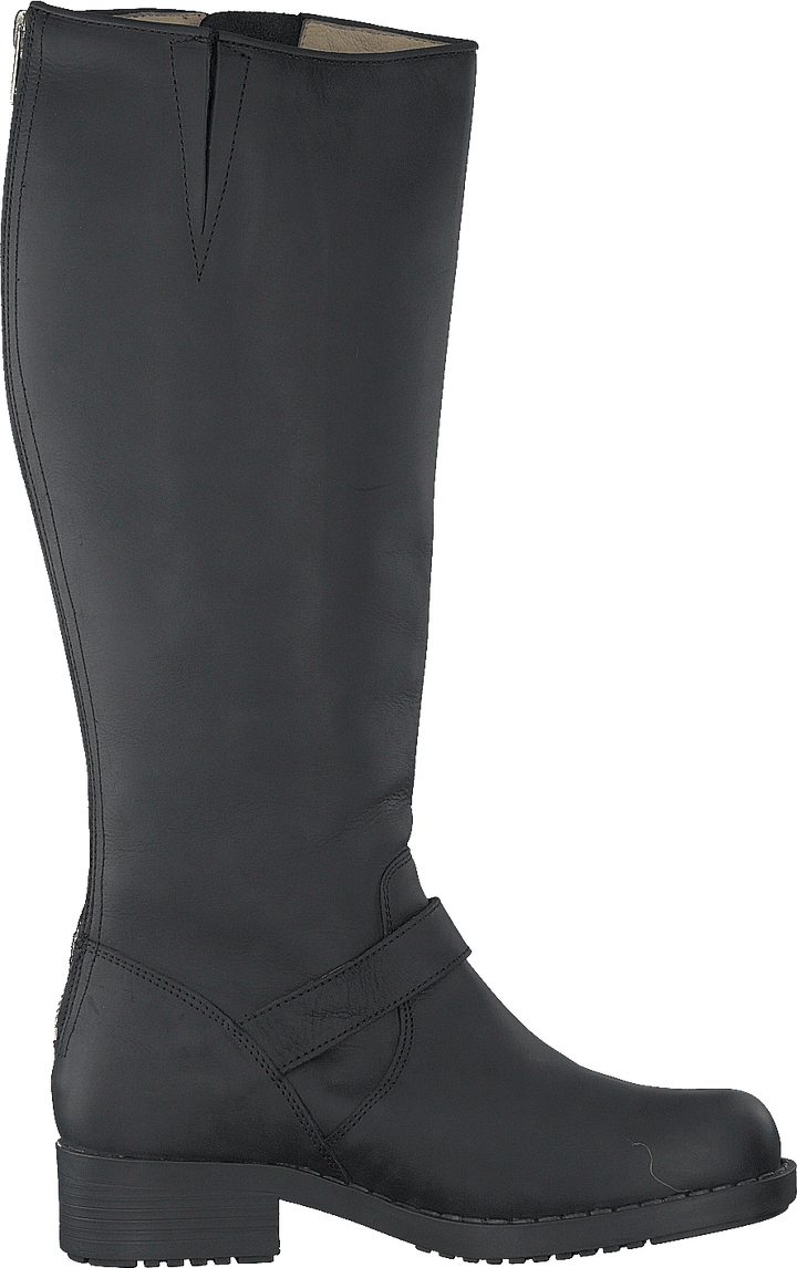 High Zip Back Black Shiny Silver