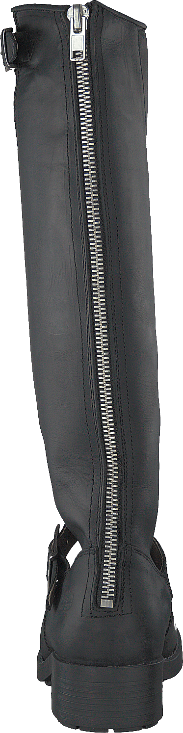 High Zip Back Black Shiny Silver