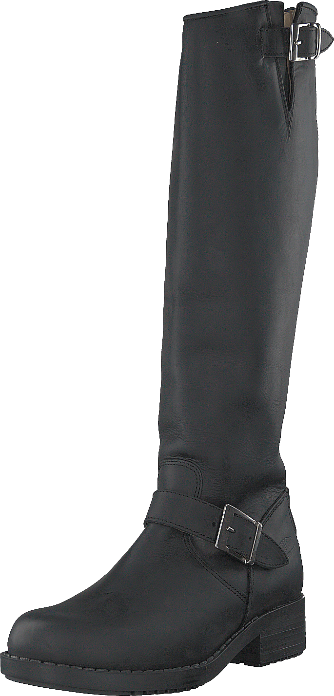 High Zip Back Black Shiny Silver