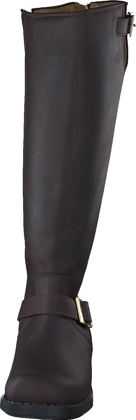 High Zip Back Brown Shiny Gold