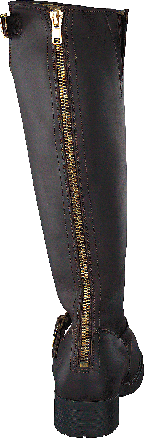 High Zip Back Brown Shiny Gold
