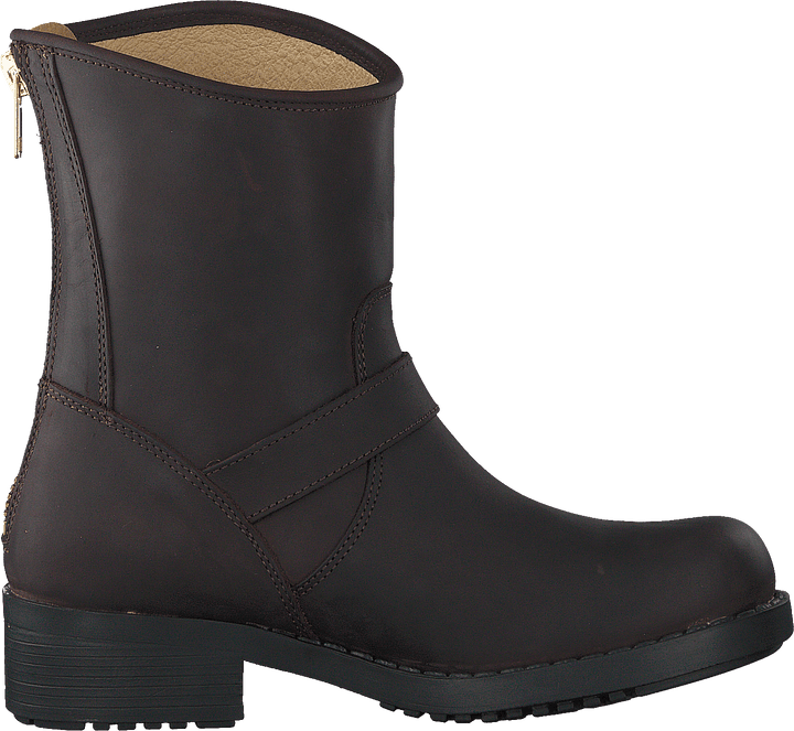 Low Boot Zip Back Brown/Shiny Gold