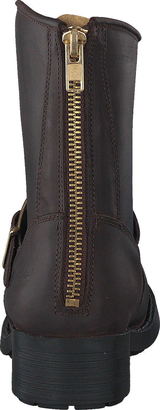 Low Boot Zip Back Brown/Shiny Gold