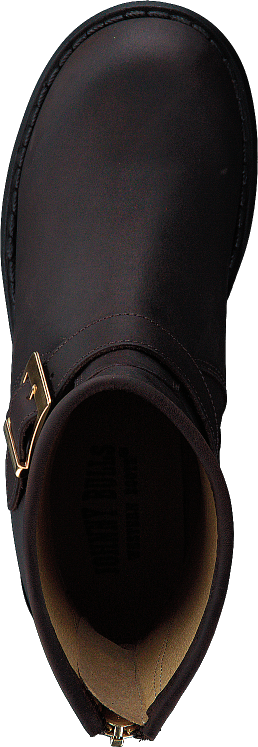 Low Boot Zip Back Brown/Shiny Gold