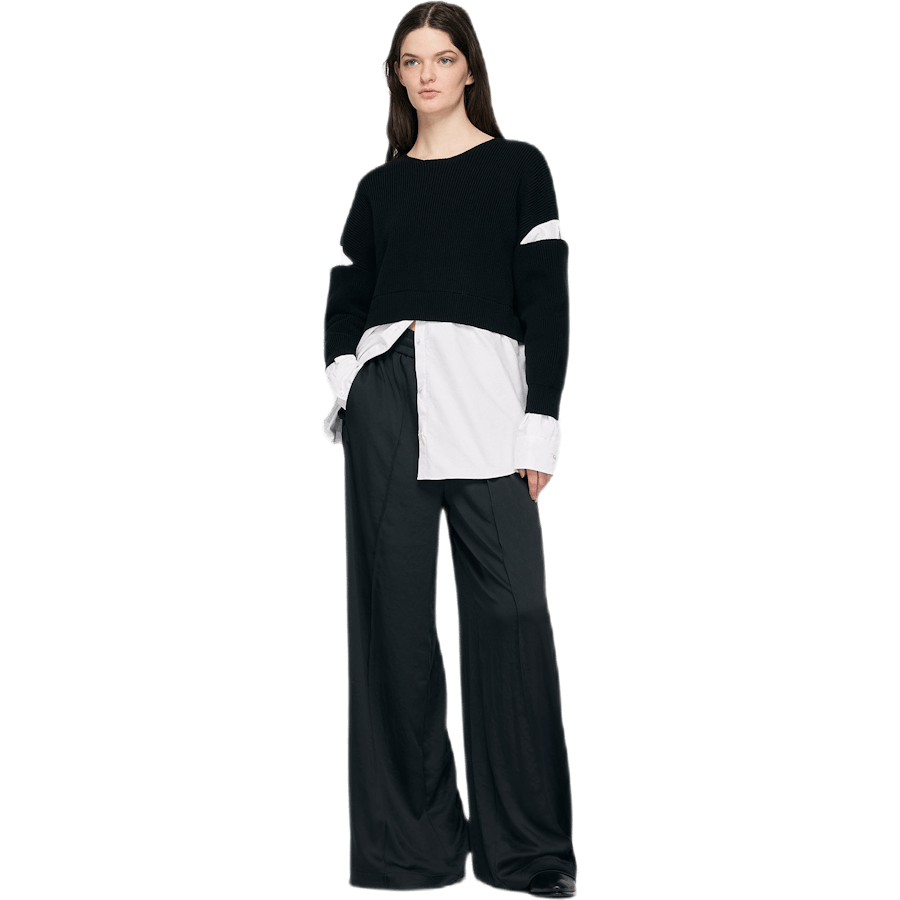 Light Wash & Go Wide Leg Pants Black