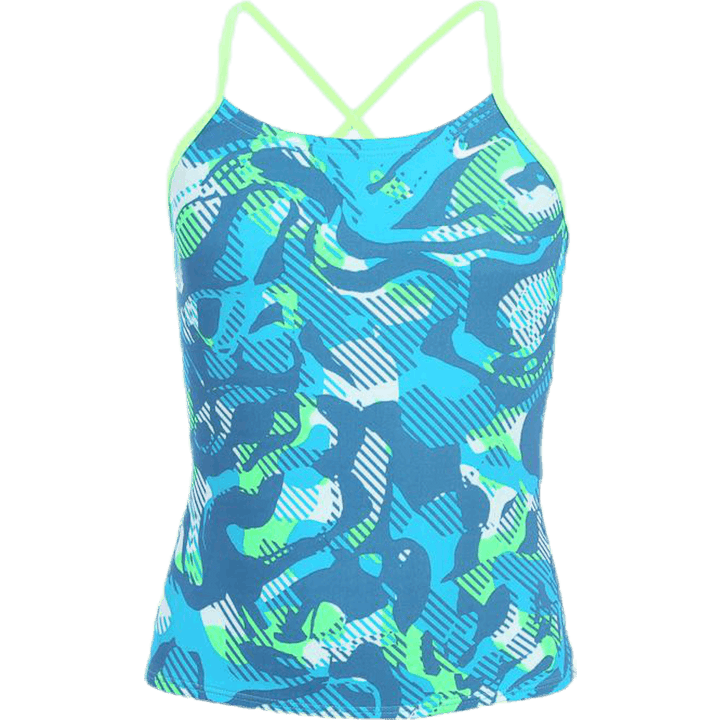 Floral Camo Crossback Tankini Turquoise