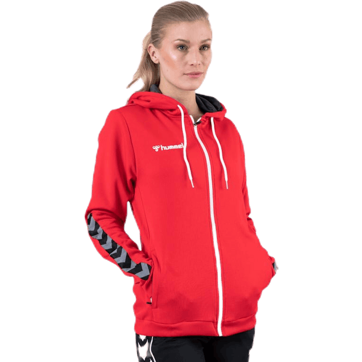 Authentic Poly Zip Hoodie Red