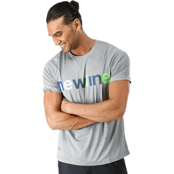 T-shirt à logo chiné noir gris