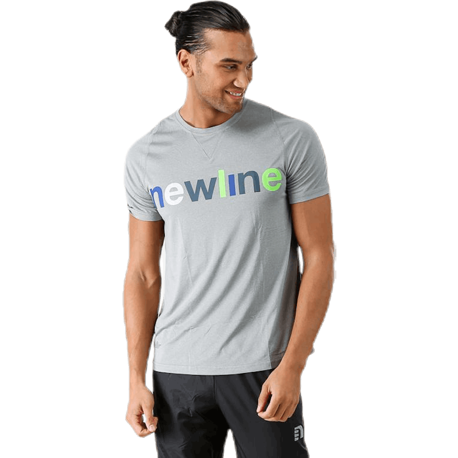 T-shirt à logo chiné noir gris