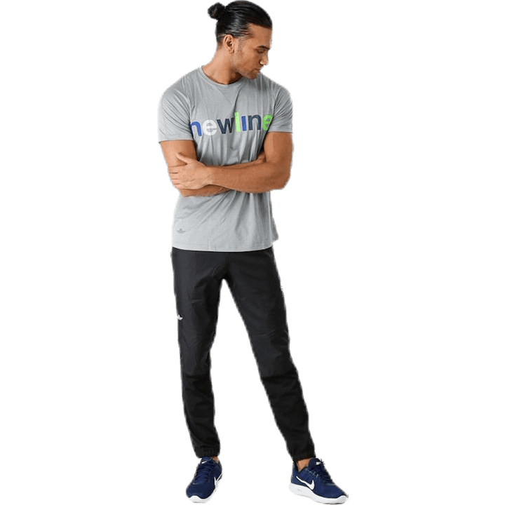 T-shirt à logo chiné noir gris