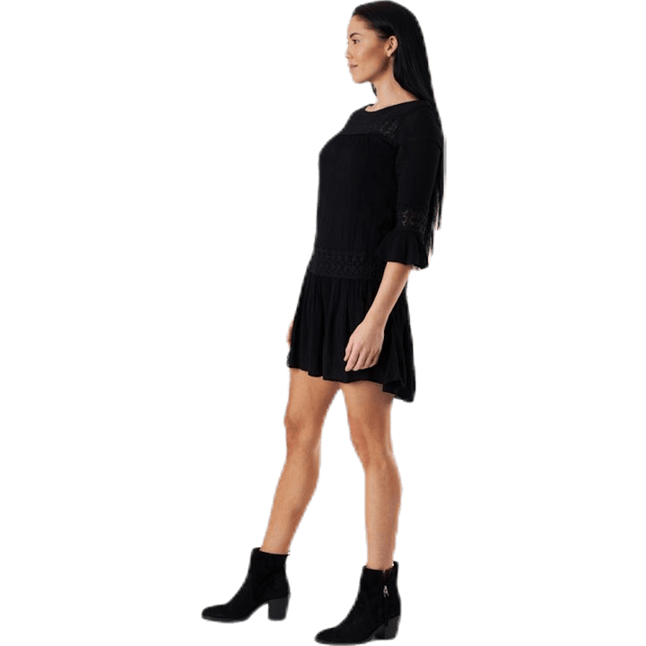 Tyra 3/4 Flare Kurzes Kleid Wvn Schwarz