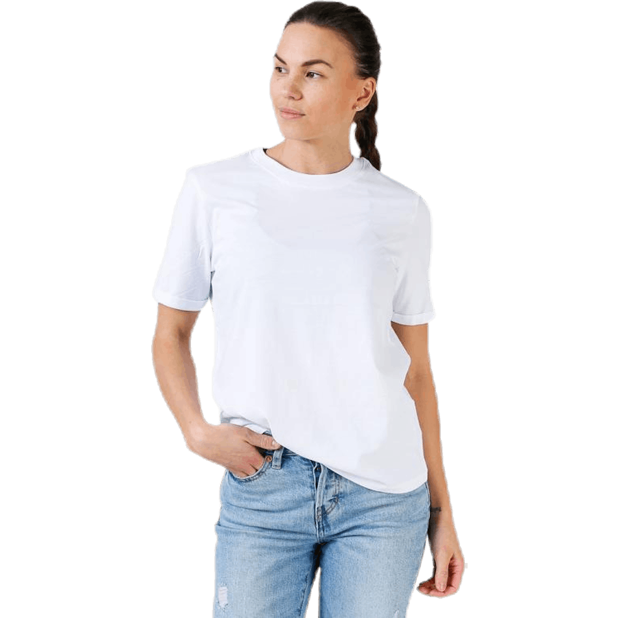 Ria Ss Fold Up Solid Tee White