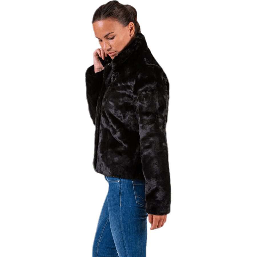 Vida Faux Fur Jacket Otw Black