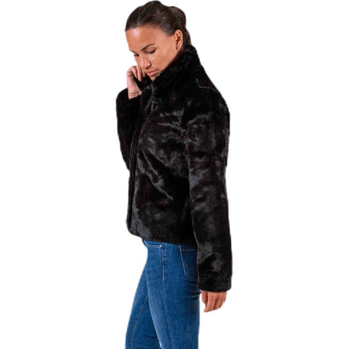 Vida Faux Fur Jacket Otw Black