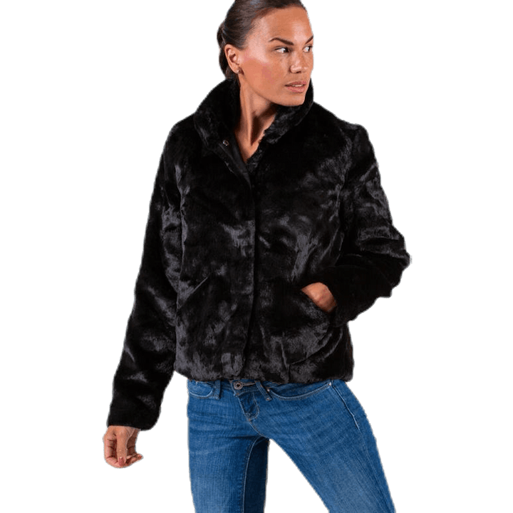 Vida Faux Fur Jacket Otw Black