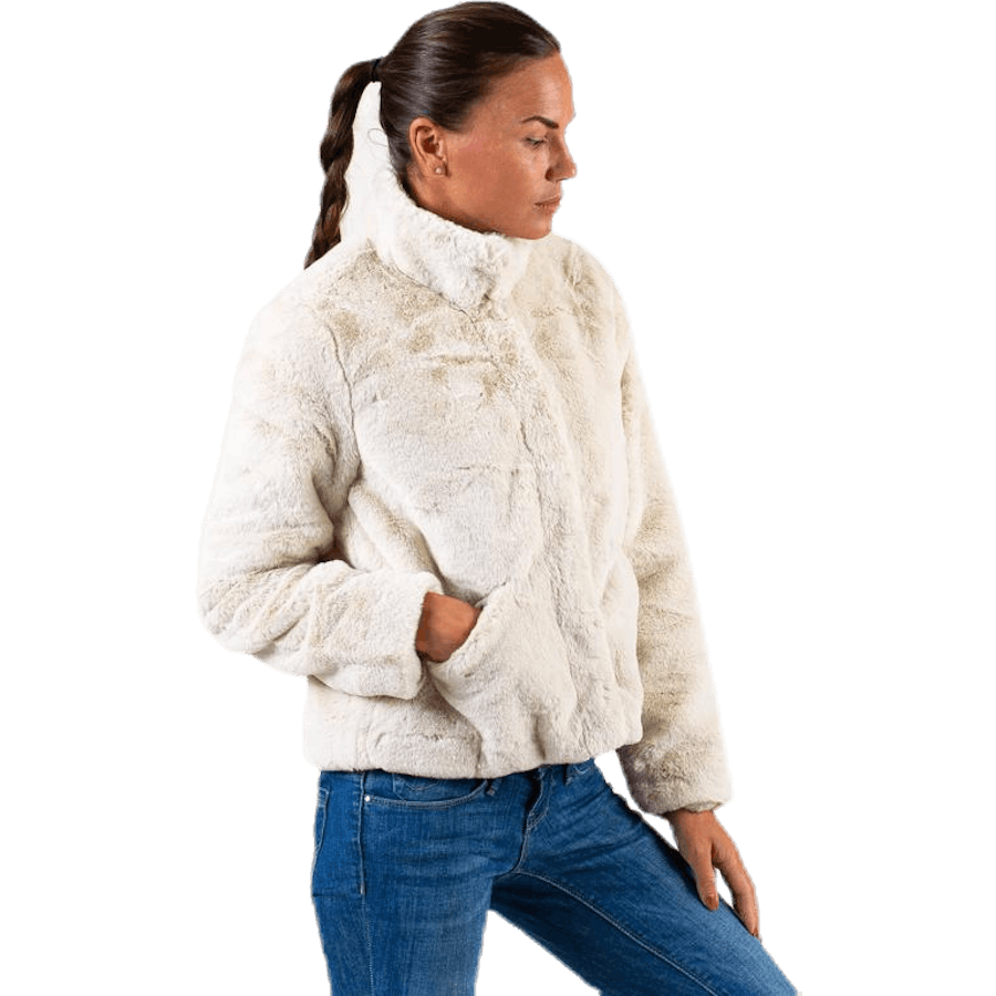 Vida Faux Fur Jacket Otw White