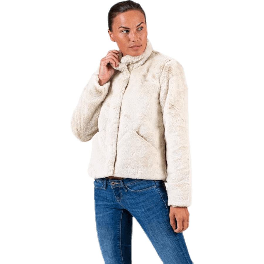 Vida Faux Fur Jacket Otw White
