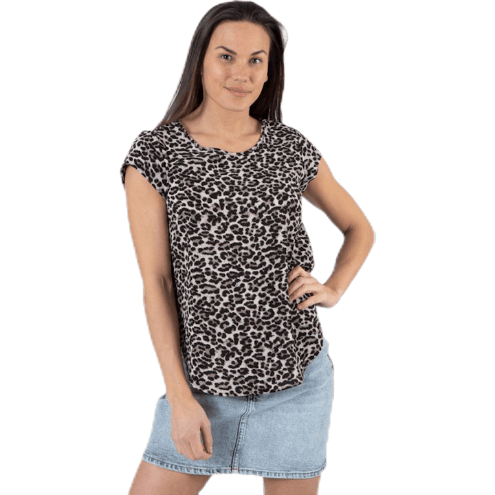Vic Ss Aop Top Wvn Beige
