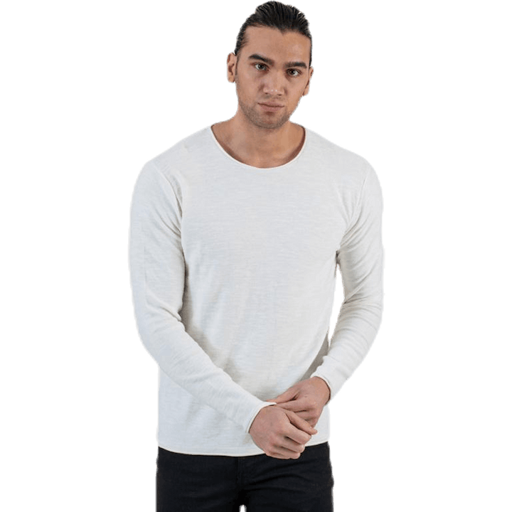 Slub Knit Crew Neck Sts White