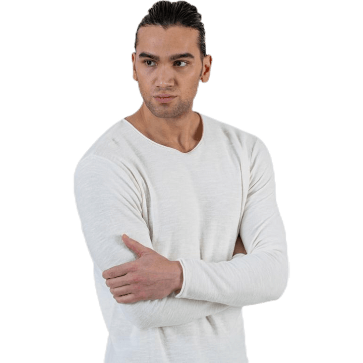 Slub Knit Crew Neck Sts White