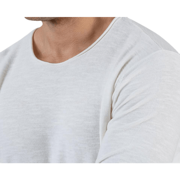 Slub Knit Crew Neck Sts White