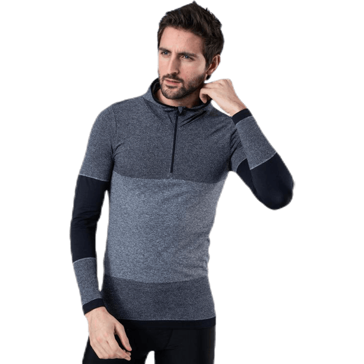 Kerto Melange Seamless Midlayer w/hood Black