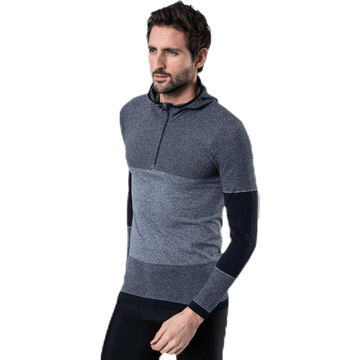 Kerto Melange Seamless Midlayer w/hood Black