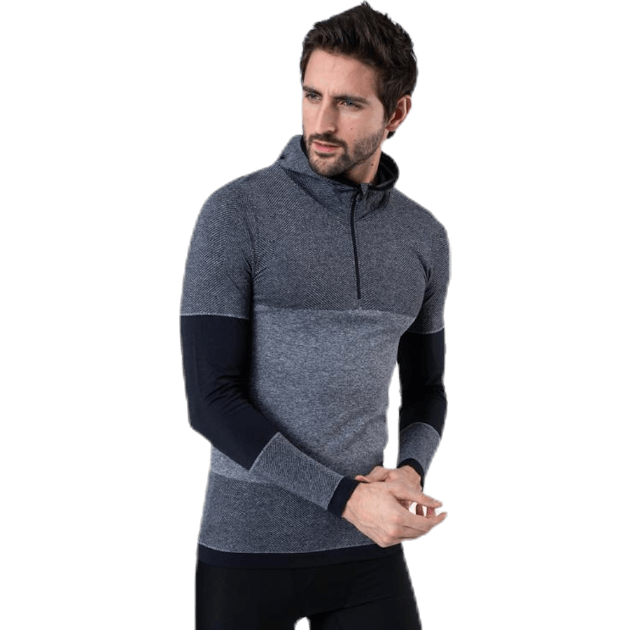 Kerto Melange Seamless Midlayer w/hood Black