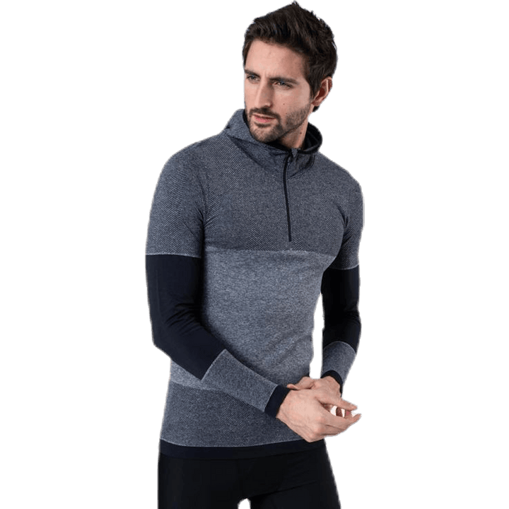 Kerto Melange Seamless Midlayer w/hood Black