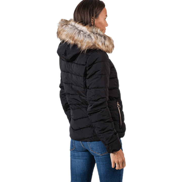 Newellan Quilted Fur Hood Jacket Otw Black