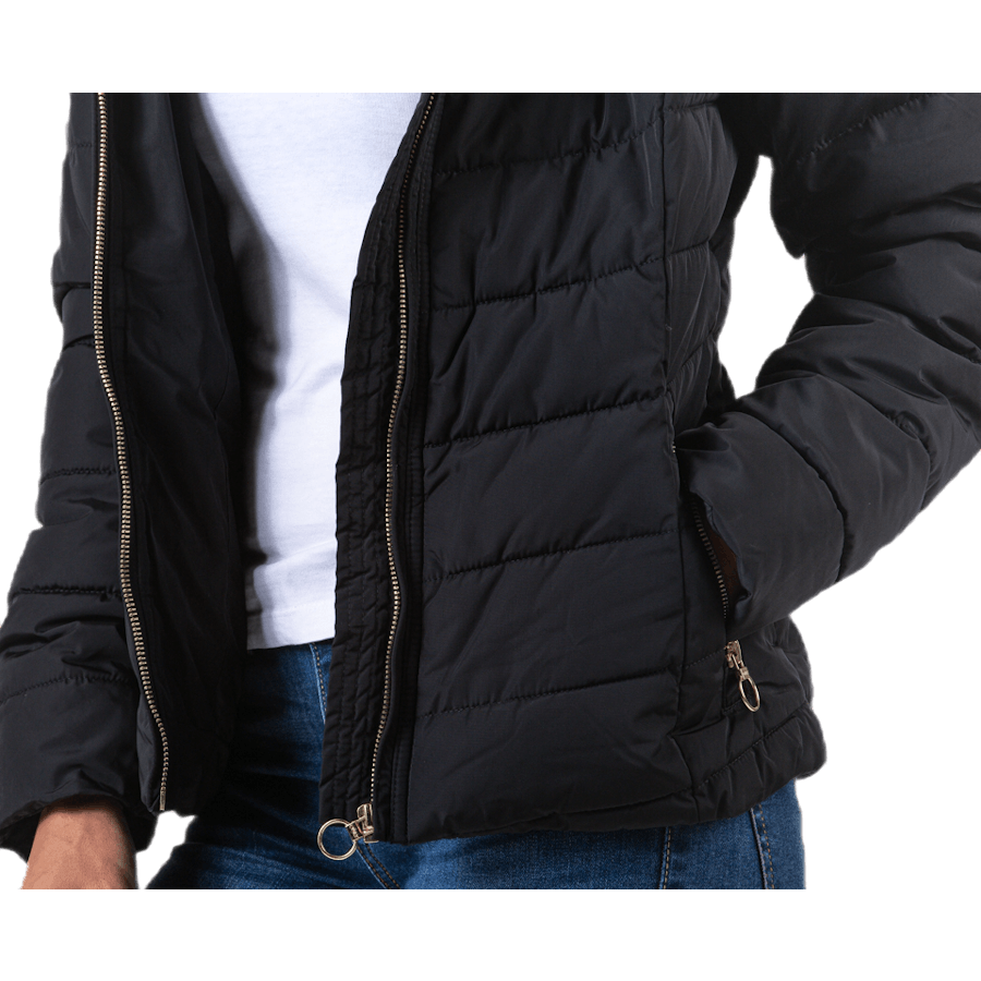 Newellan Quilted Fur Hood Jacket Otw Black