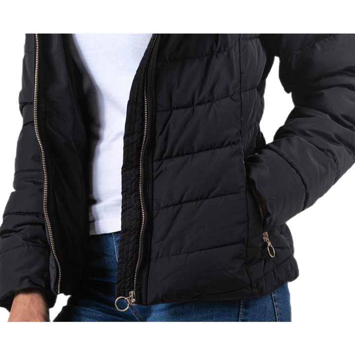 Newellan Quilted Fur Hood Jacket Otw Black