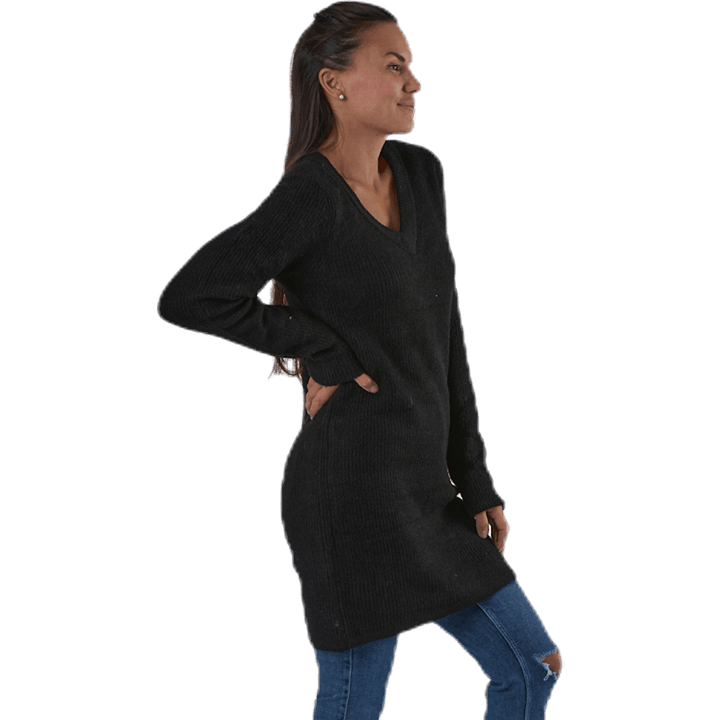 Ellen Ls V-Neck Knit Dress Black