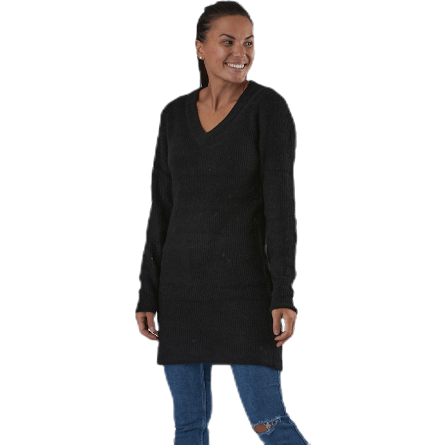 Ellen Ls V-Neck Knit Dress Black