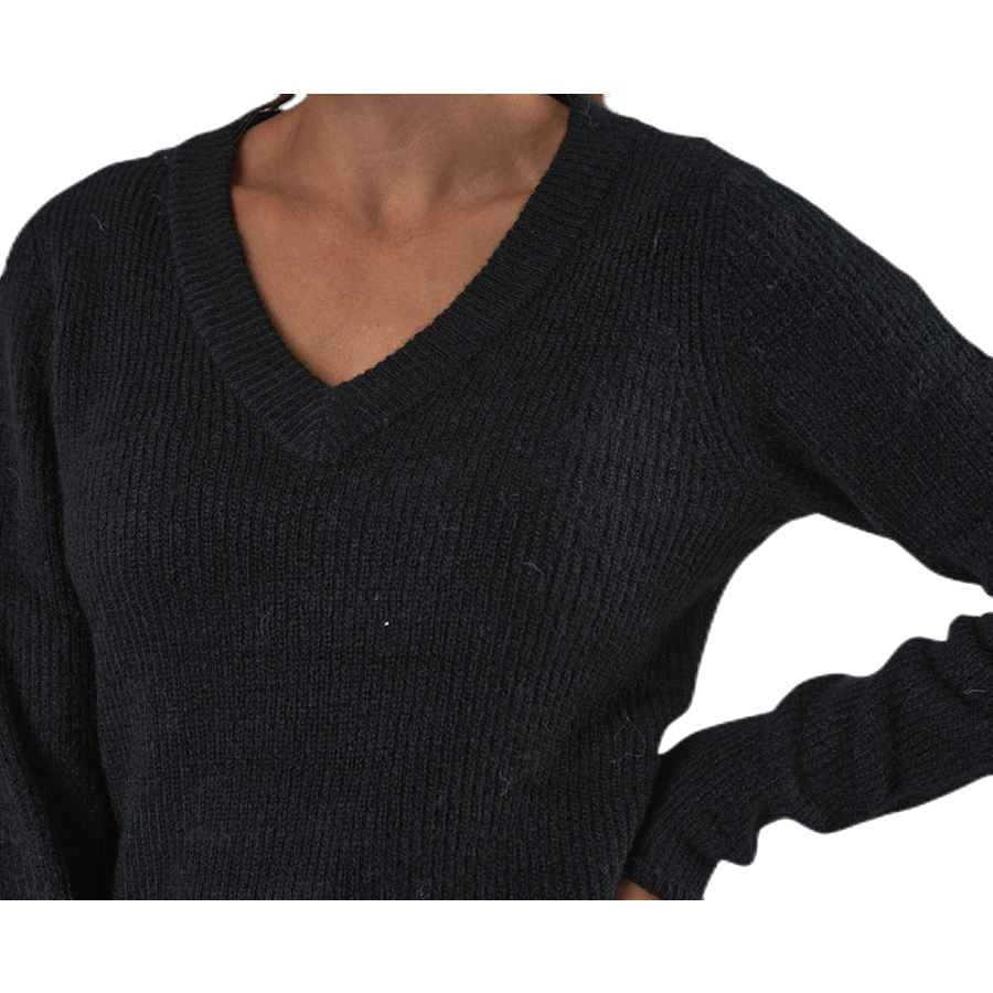Ellen Ls V-Neck Knit Dress Black