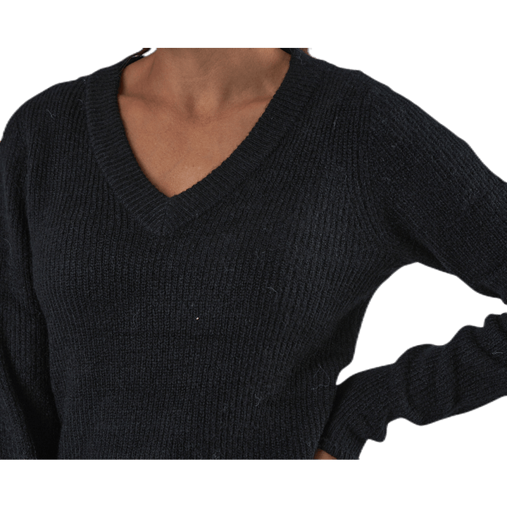 Ellen Ls V-Neck Knit Dress Black