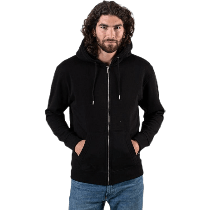Soft Sweat Zip Hood Black