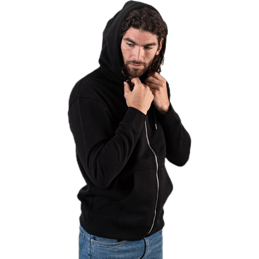 Soft Sweat Zip Hood Black