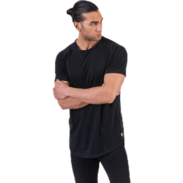 Curved Tee Ss O-Ausschnitt Schwarz