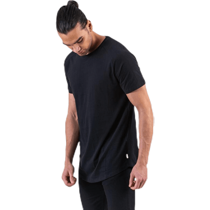 Curved Tee Ss O-Ausschnitt Schwarz