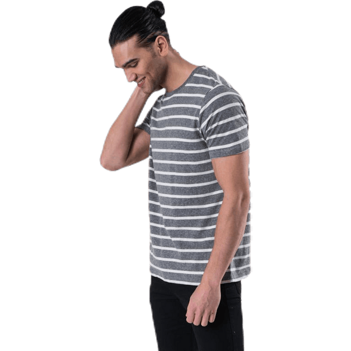 Striped Tee Ss Crew Neck Grey