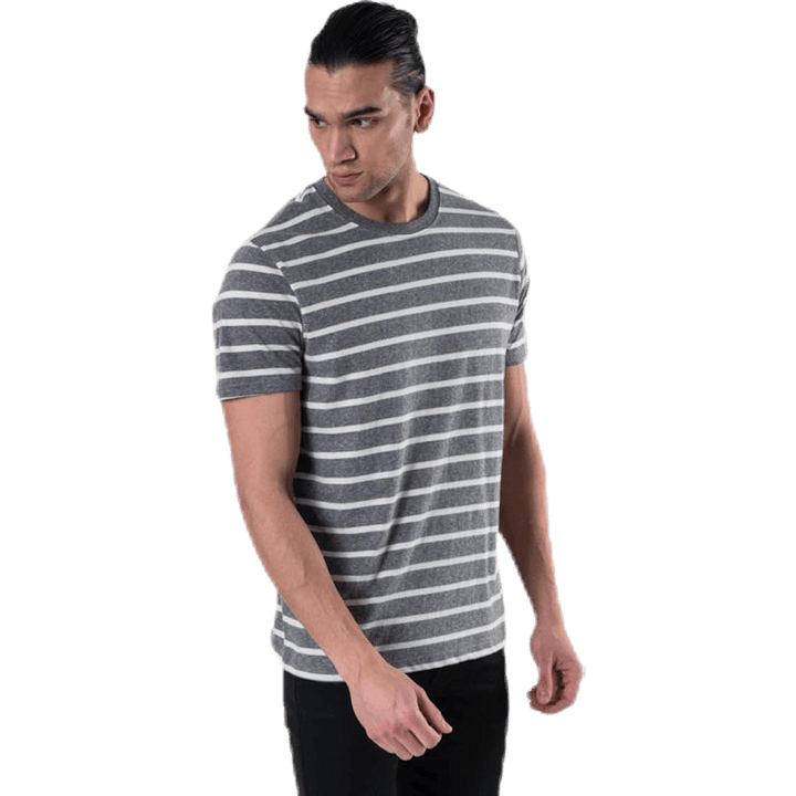 Striped Tee Ss Crew Neck Grey