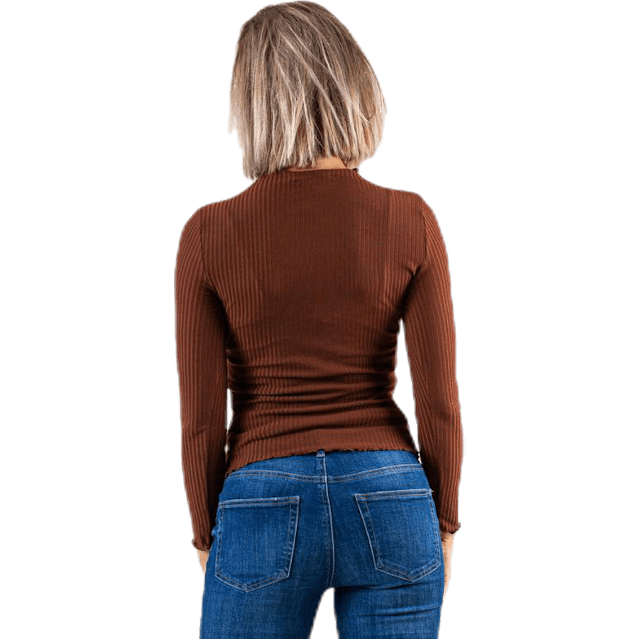 Emma L/S Hochgeschlossenes Oberteil Jrs Braun