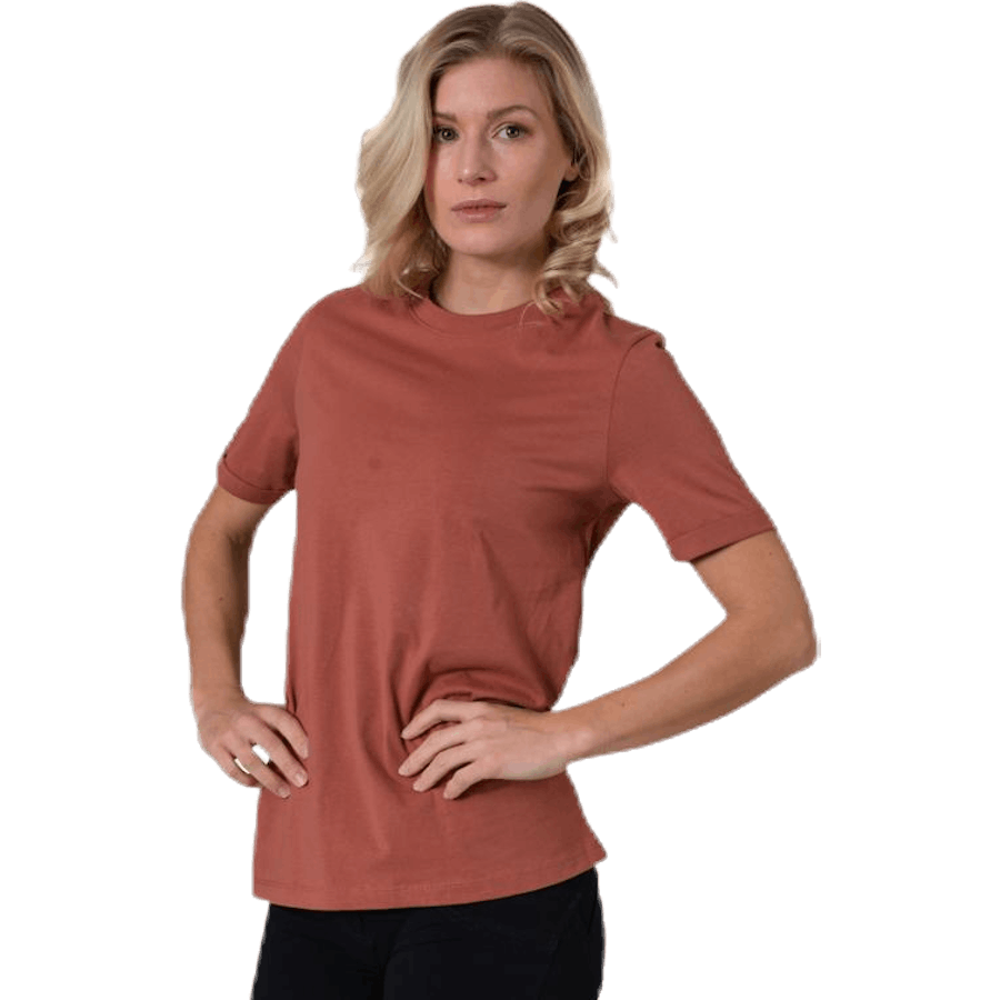 Ria Ss Fold Up Solid Tee Brown