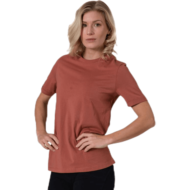 Ria Ss Fold Up Solid Tee Brown