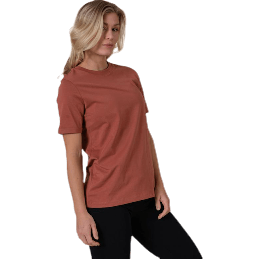Ria Ss Fold Up Solid Tee Brown
