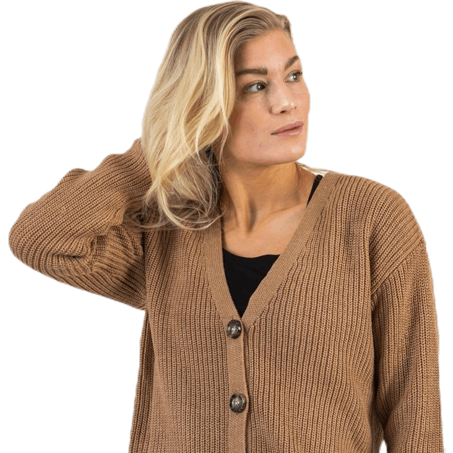 Karie Ls Knit Cardigan Beige