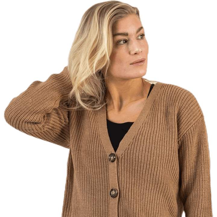 Karie Ls Knit Cardigan Beige