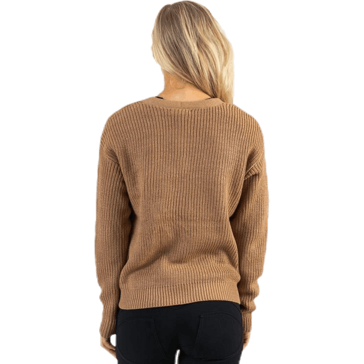 Karie Ls Knit Cardigan Beige